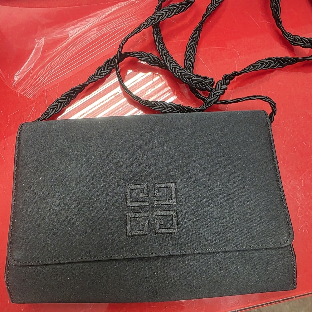 Vintage Givenchy Black Satin Crossbody Bag